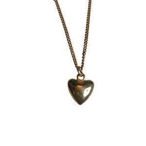 Vintage Sarah Coventry Puffed Heart Necklace 15-17" Adjust Gold Tone Girl Dainty